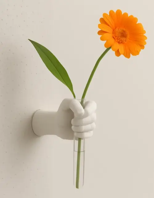 Wall Mounted Hand Vase: Resin Sculpture Flower Holder