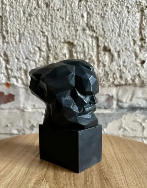 Head Large Bust Karl Marx Head Concrete Head with Base Black