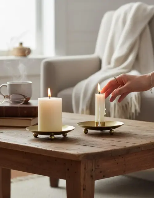 Round Gold Candle Holder