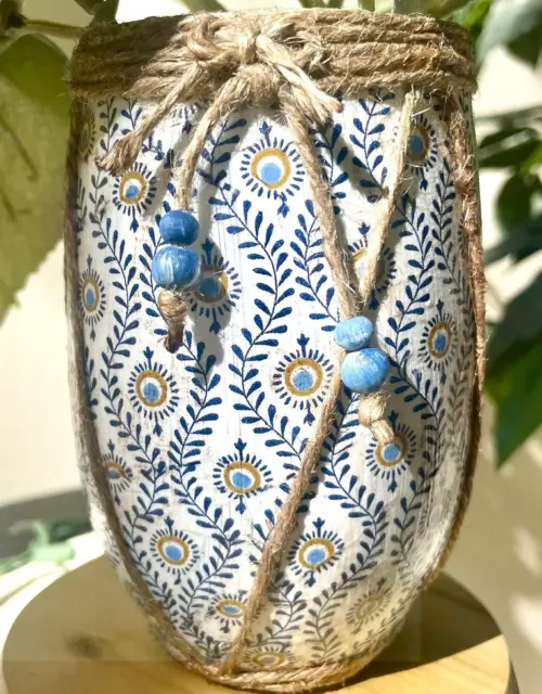 Handcrafted Decoupage Glass Vase