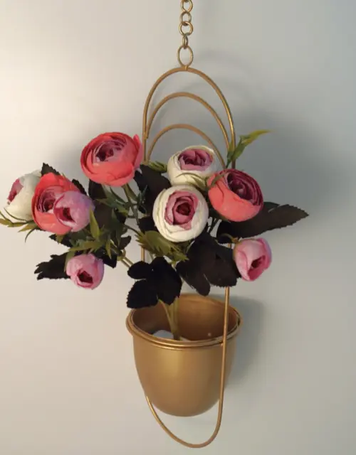 Metal Pot with Flower Bunches – Home & Office Decoration and Gifting